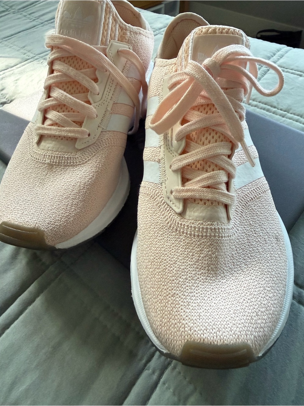 adidas Pink Knit Lace-Up Athletic Sneakers